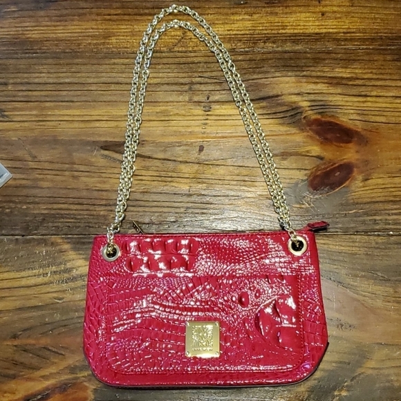 Anne Klein Bags Anne Klein Red Faux Alligator Purse Poshmark